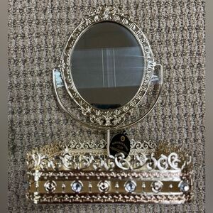 Bath & Body Works Bridgeton Gold Ornate Vanity Mirror and makeup Tray Set